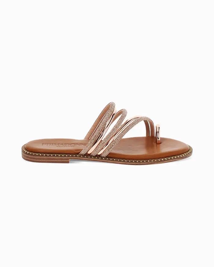 Primadonna Collection Sandali bassi rosa-oro con pietre scintillanti RAOR