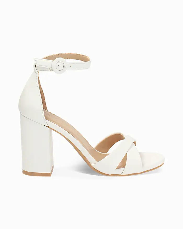 Primadonna Collection Sandalo donna bianco con braccialetto, tacco largo 8,5 cm BIAN