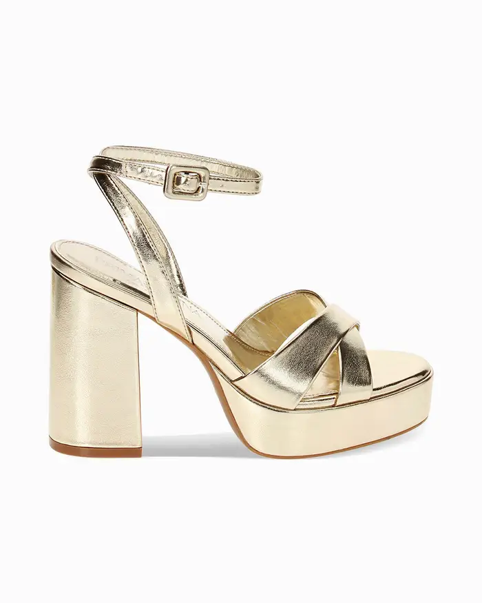 Primadonna Collection Sandalo donna dorato con plateau, tacco 11 cm OROG