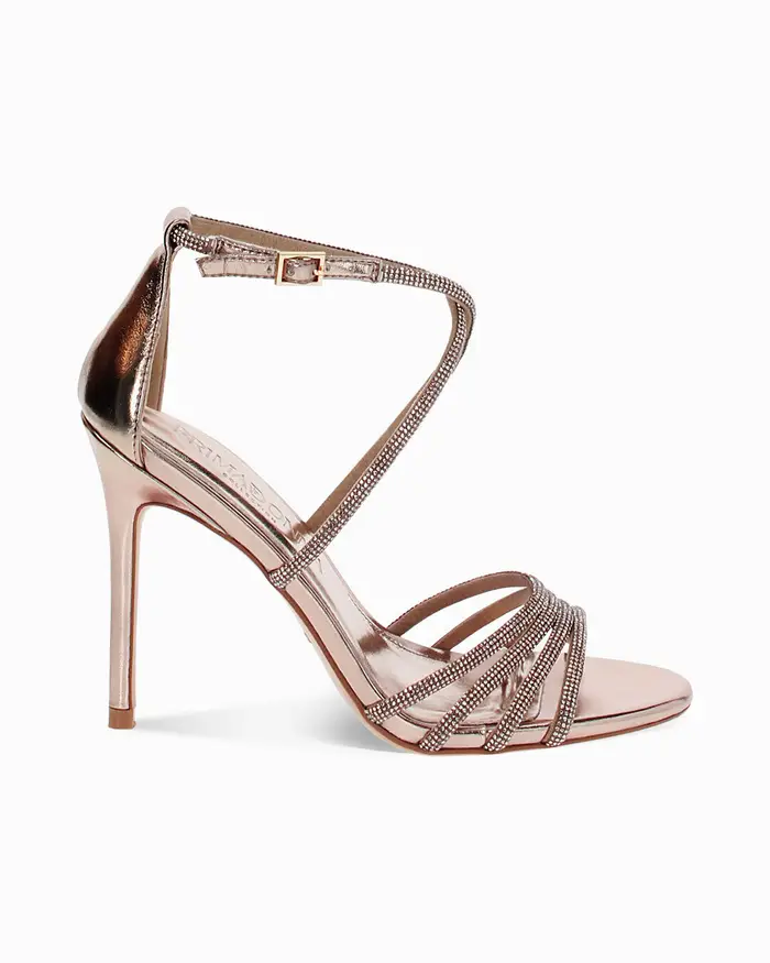 Primadonna Collection Sandalo donna rosa-oro con strass, tacco 10,5 cm RAOR