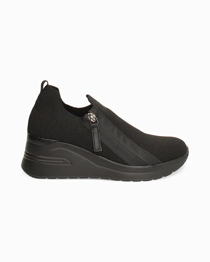 Slip on nere con tacco 7 cm NERO