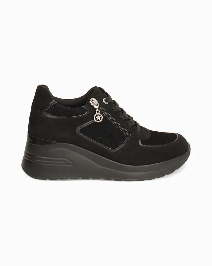 Sneakers nere con tacco 7 cm NERO