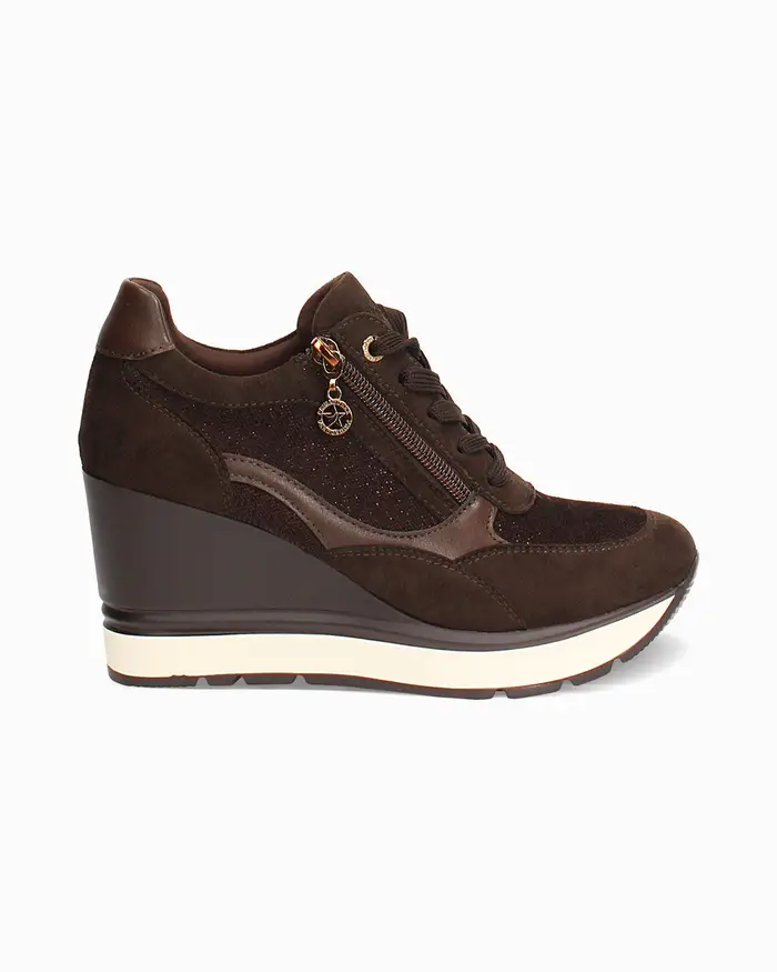 Sneakers testa di moro con zeppa 8,5 cm