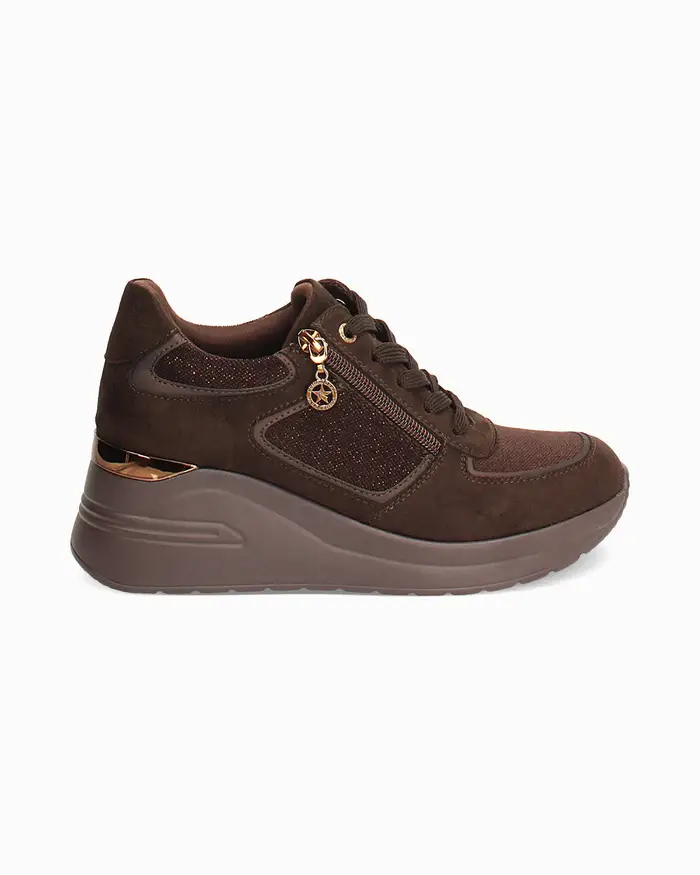 Sneakers testa di moro con zeppa interna 7 cm