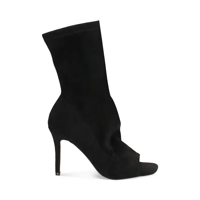 Tronchetti donna neri in microfibra, tacco 9, 5 cm