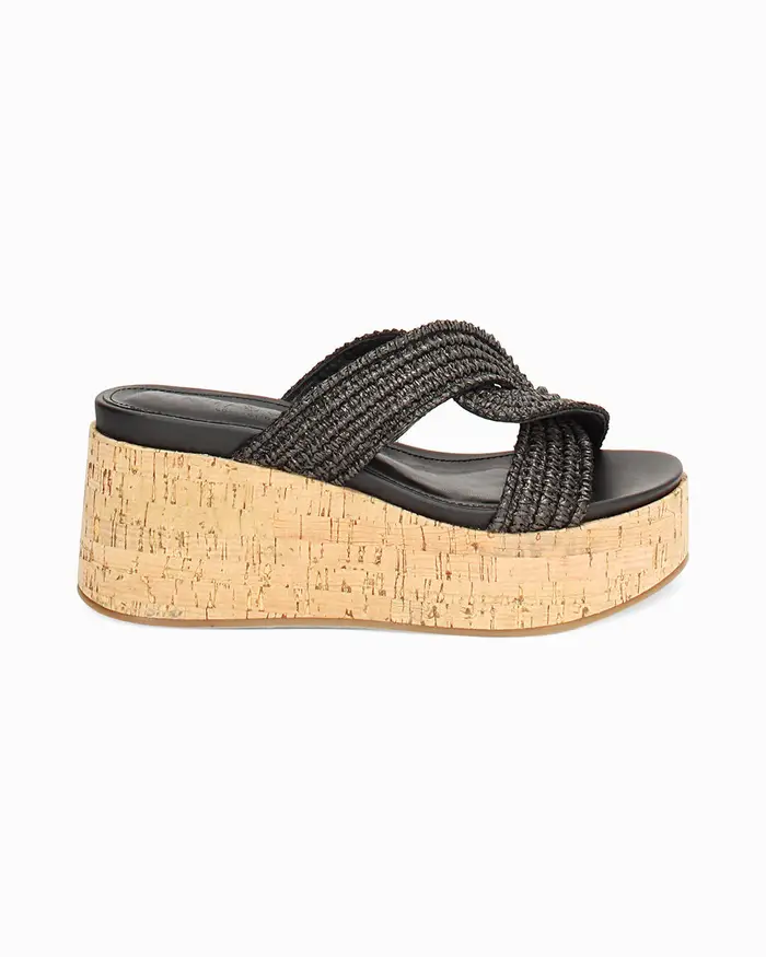 Zeppe donna nere in raffia NERO