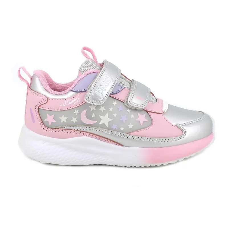 Primigi Sneakers da bambina argento e rosa con strap