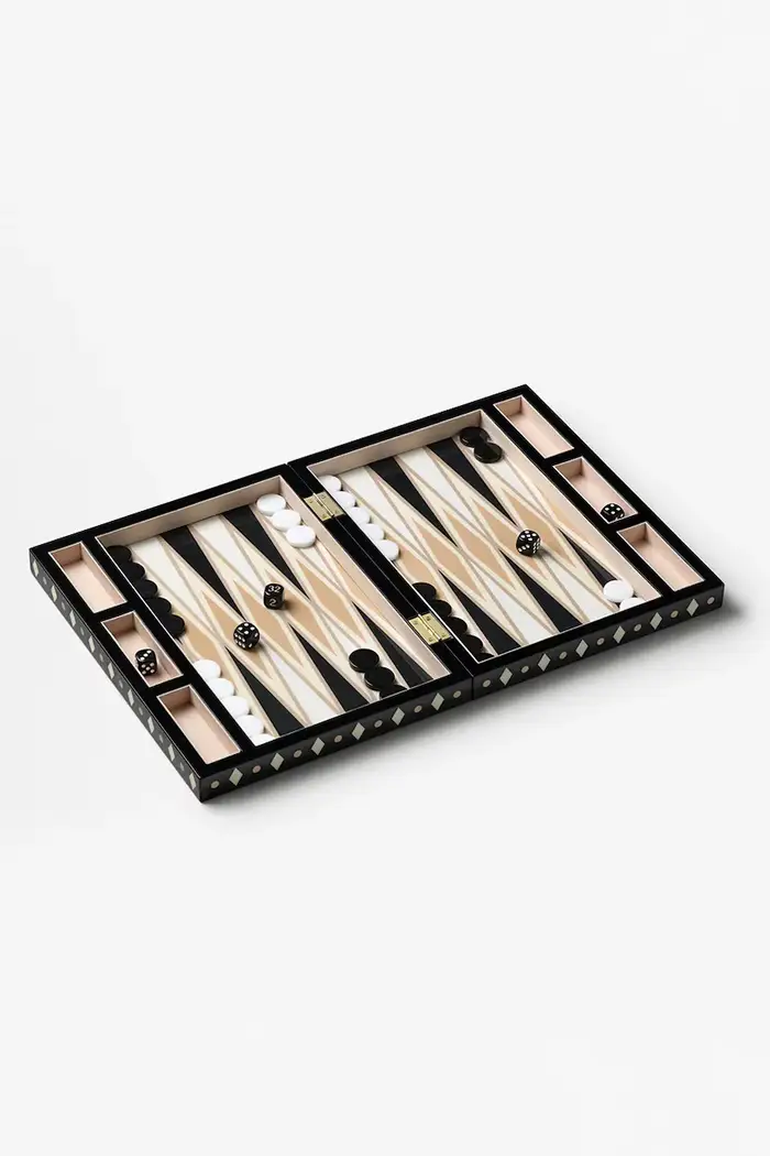 gioco da tavola Lacquered Backgammon 24 x 31 cm Nero miniatura 3