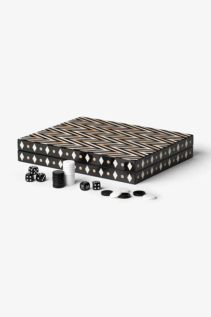 gioco da tavola Lacquered Backgammon 24 x 31 cm Nero miniatura 4