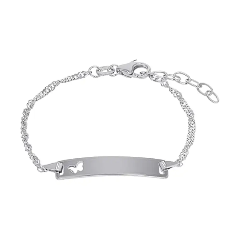 Prinzessin Lillifee Bracciale per bambine in Argento 925 identificativo, 12+2 cm, Argento, farfalla, in confezione