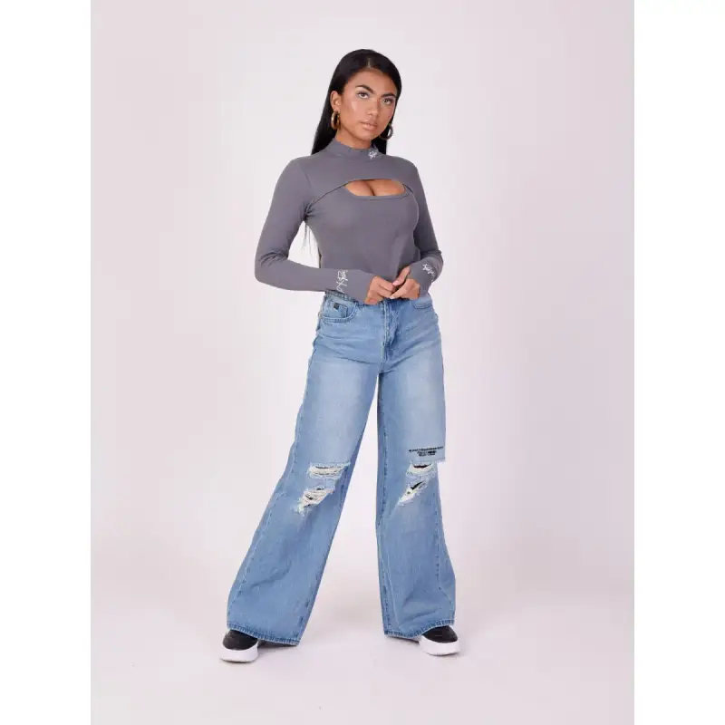 Project X Paris Maglietta donna a maniche lunghe con apertura sul petto