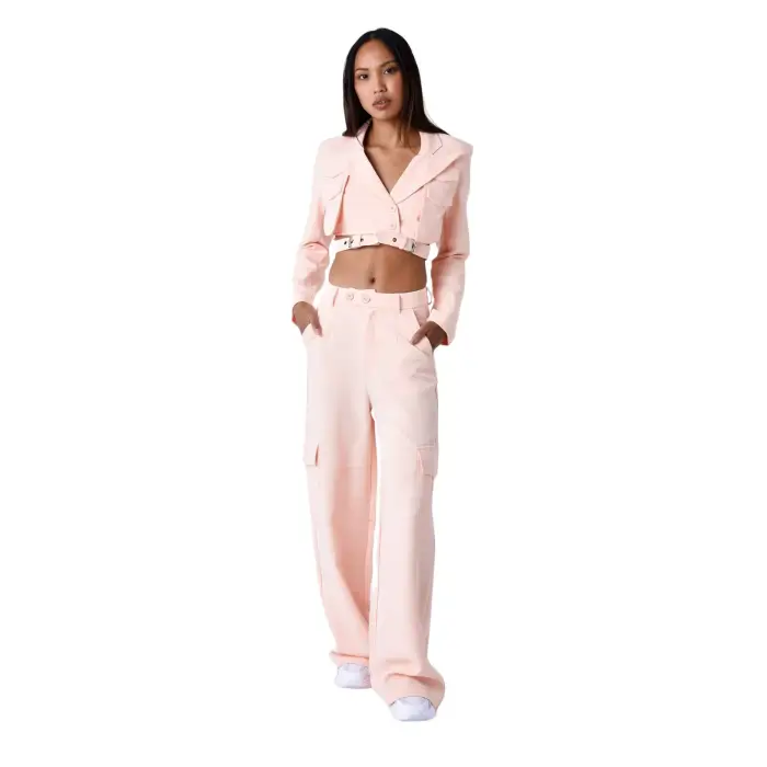 Pantaloni cargo sartoriali da donna Project X Paris Beige