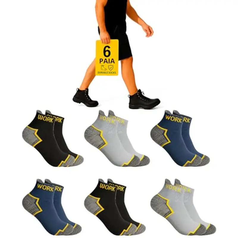 PS PROUTHS Calzini da Lavoro Uomo Estivi, Calzini da Lavoro Donna Estivi, 95% Cotone, Imbottitura extra morbida e confortevole, calzini