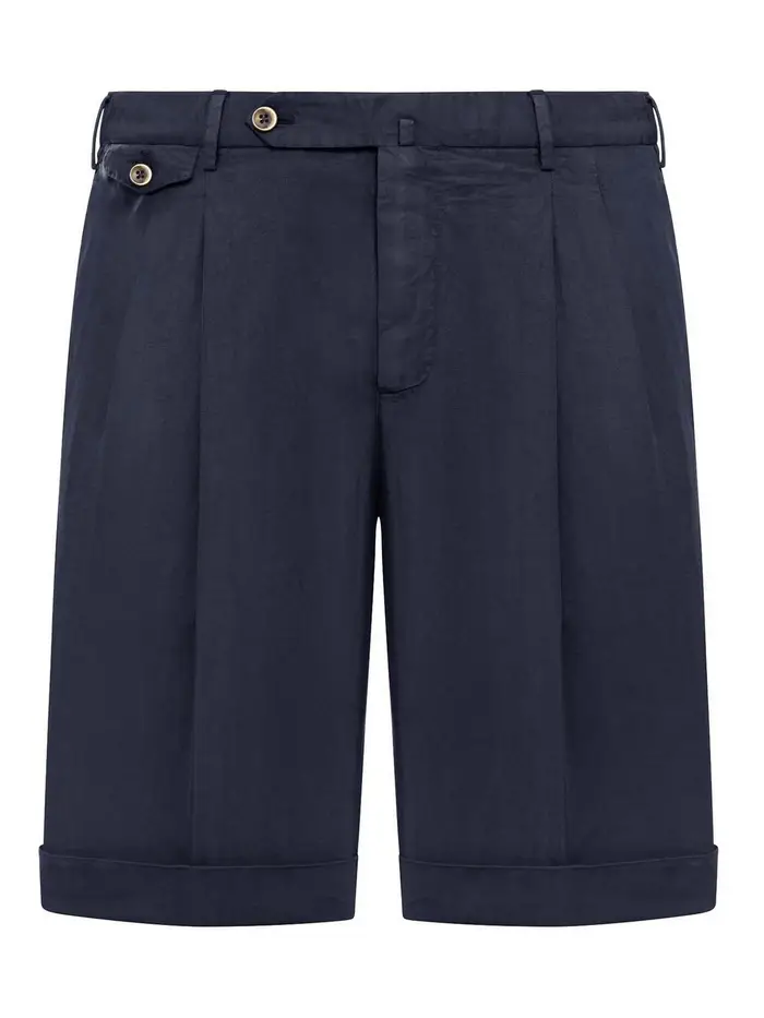 Pt Torino Bermuda in misto lino Blu