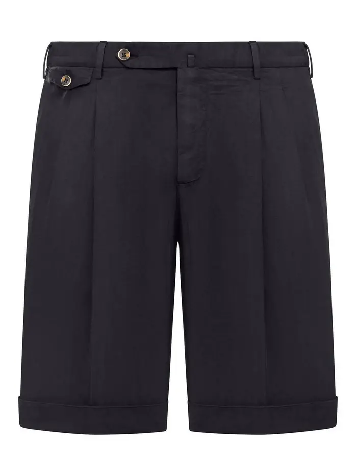 Pt Torino Bermuda in misto lino Nero