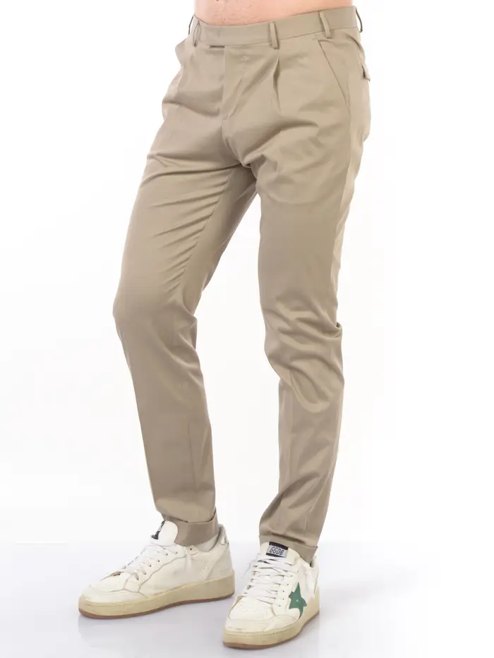 PT TORINO pantalone da uomo chino Master Fit con pinces BEIGE