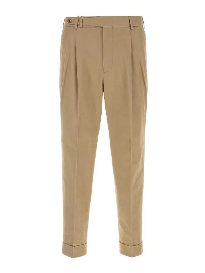 Pt Torino Pantaloni In Puro Cotone Con Taglio A Carota Beige