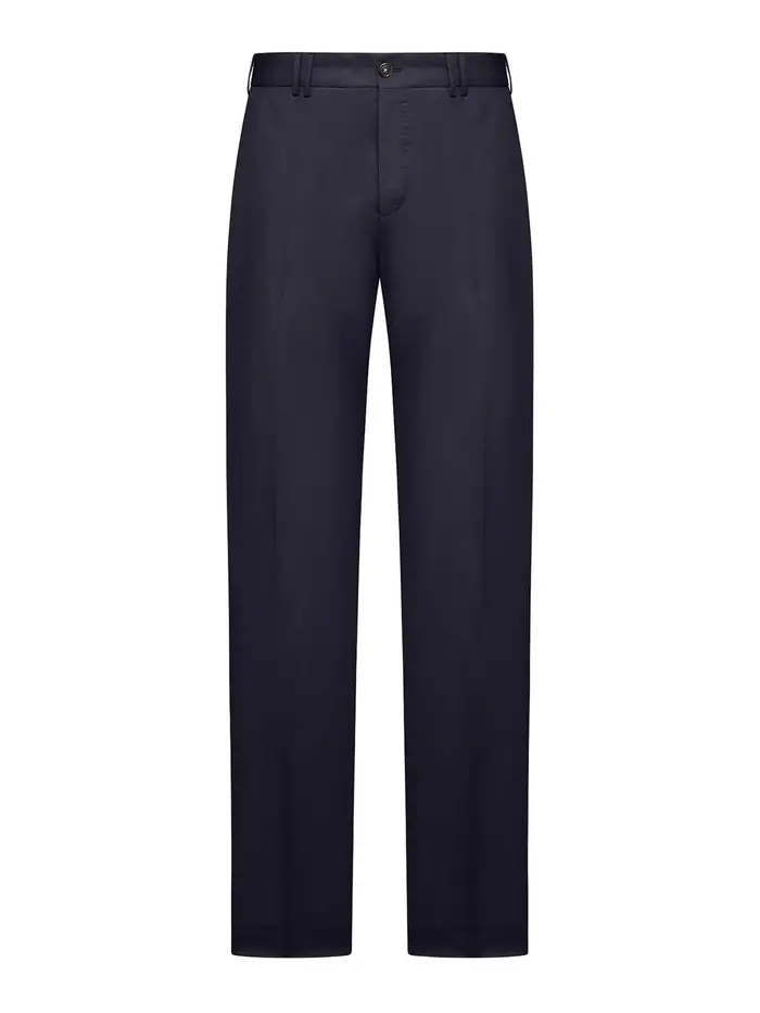 Pt Torino Pantaloni Sartoriali In Misto Lino E Cotone Blu