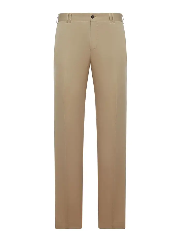 Pt Torino Pantaloni Sartoriali In Misto Lino E Cotone Color Carne E Neutri