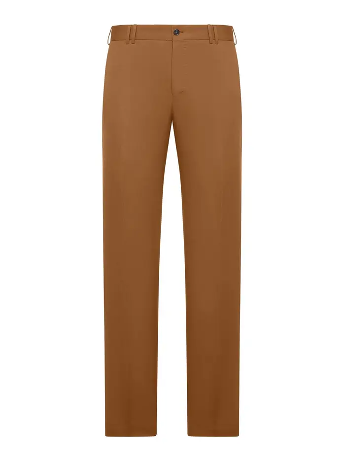 Pt Torino Pantaloni Sartoriali In Misto Lino E Cotone Marrone