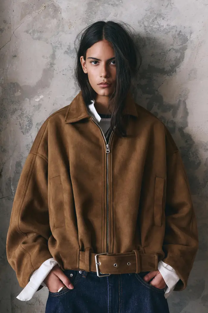 Bomber Effetto Camoscio Caramello