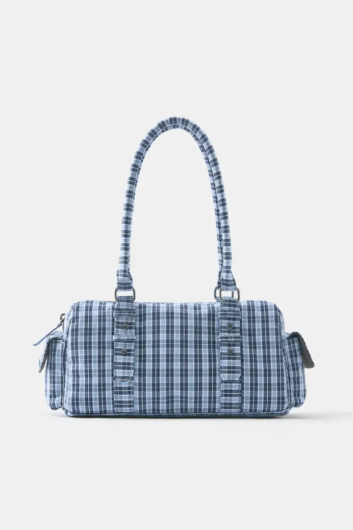 Borsa A Spalla A Quadri Azzurro
