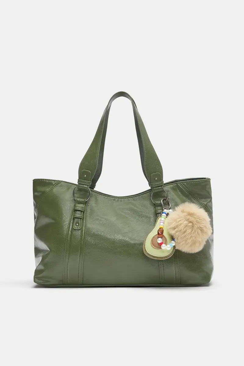 Pull&Bear Borsa Shopper Con Decorazione Kaki