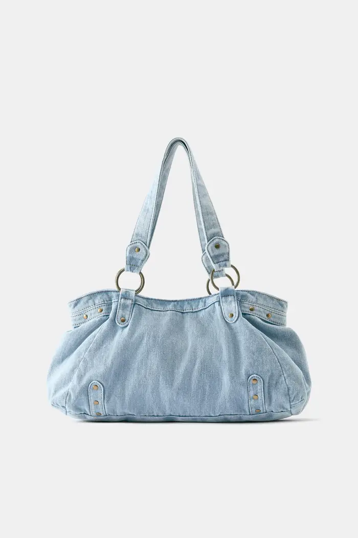 Pull&Bear Borsa Shopper Denim Con Anelli Jeans