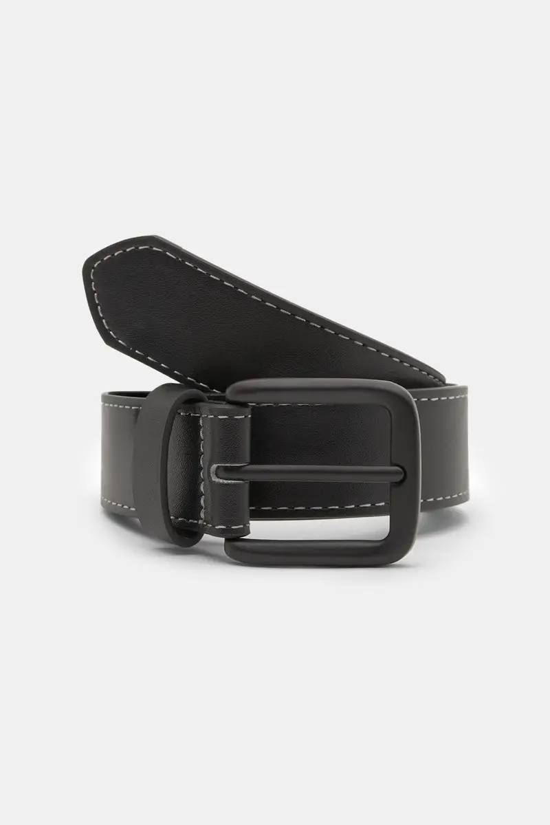 Pull&Bear Cintura Finta Pelle Cuciture Nero