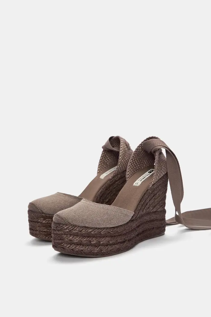 Pull&Bear Espadrillas Con Zeppa Marrone miniatura 3