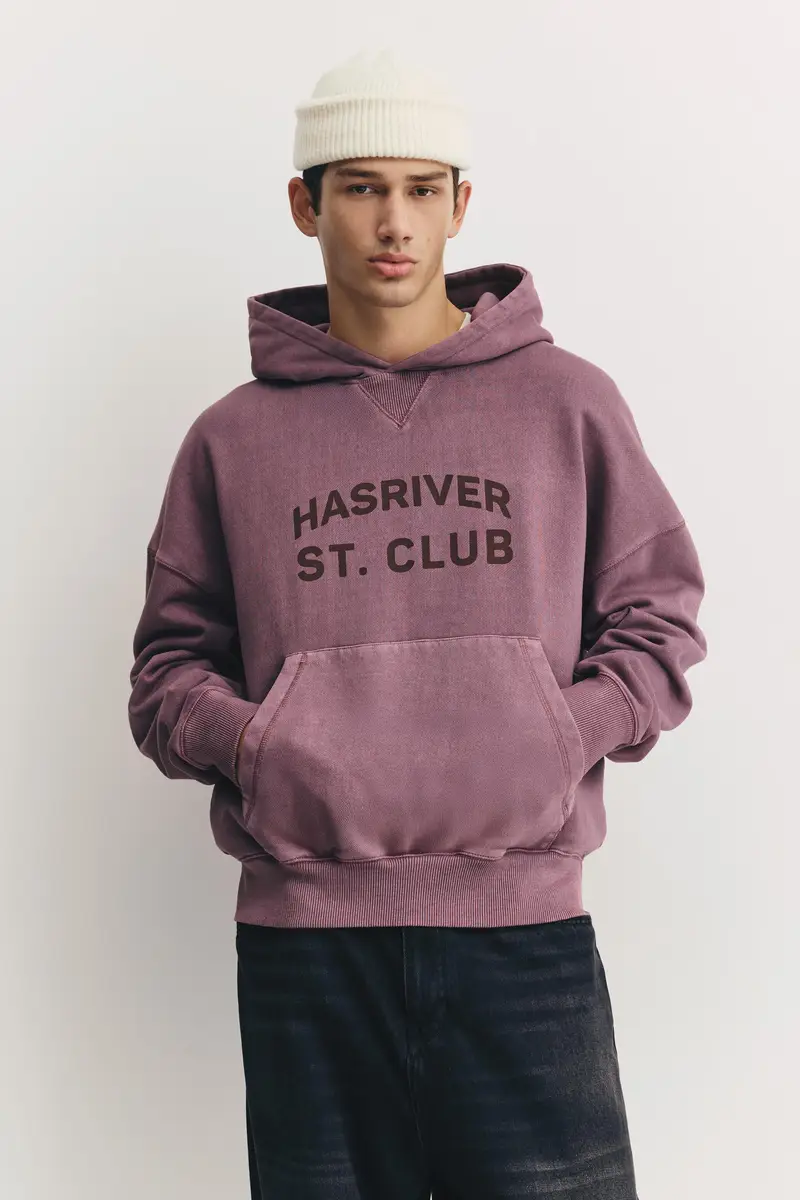 Pull&Bear Felpa Cappuccio Hasriver St. Club Viola