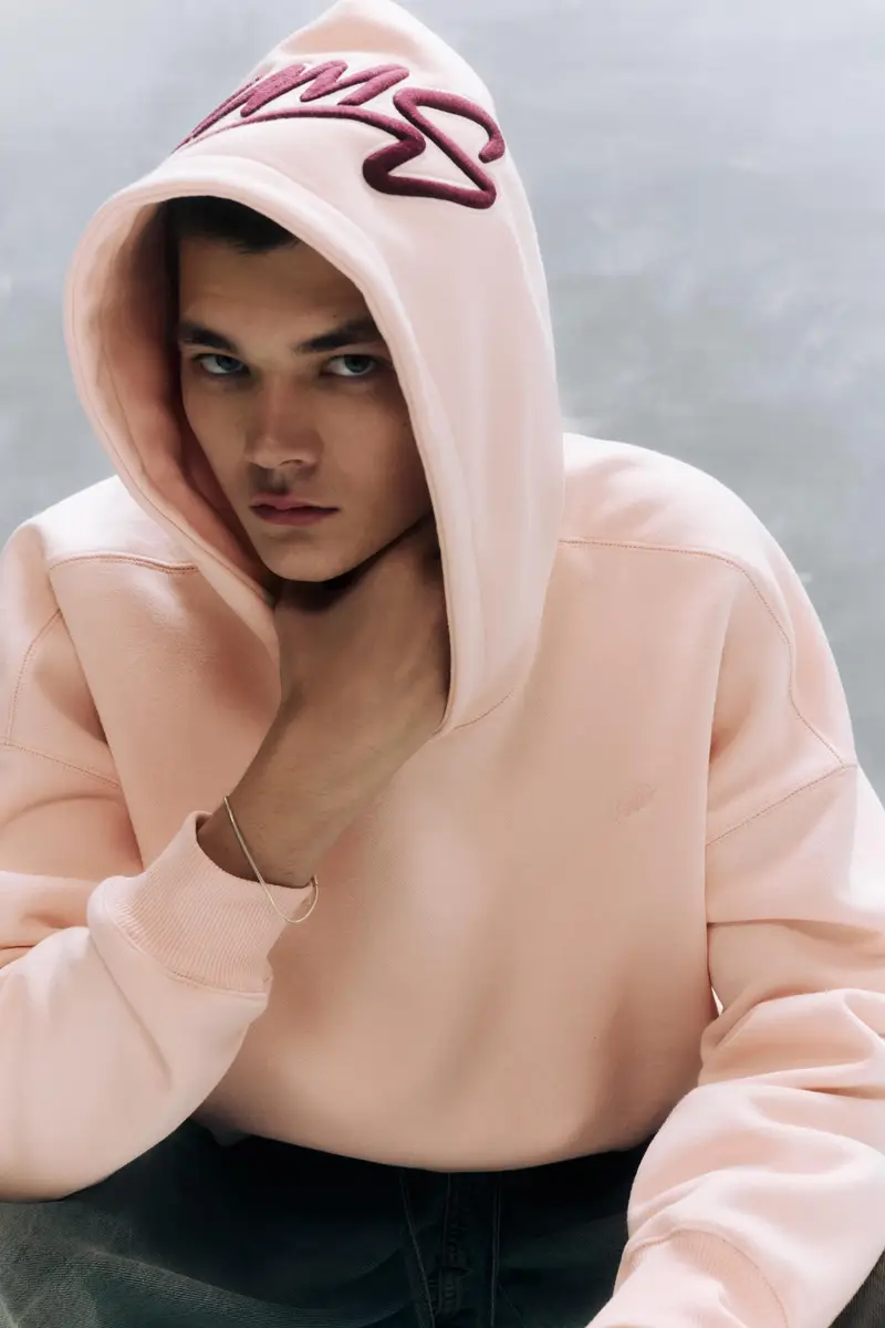 Pull&Bear Felpa Con Cappuccio E Ricamo Stwd Rosa