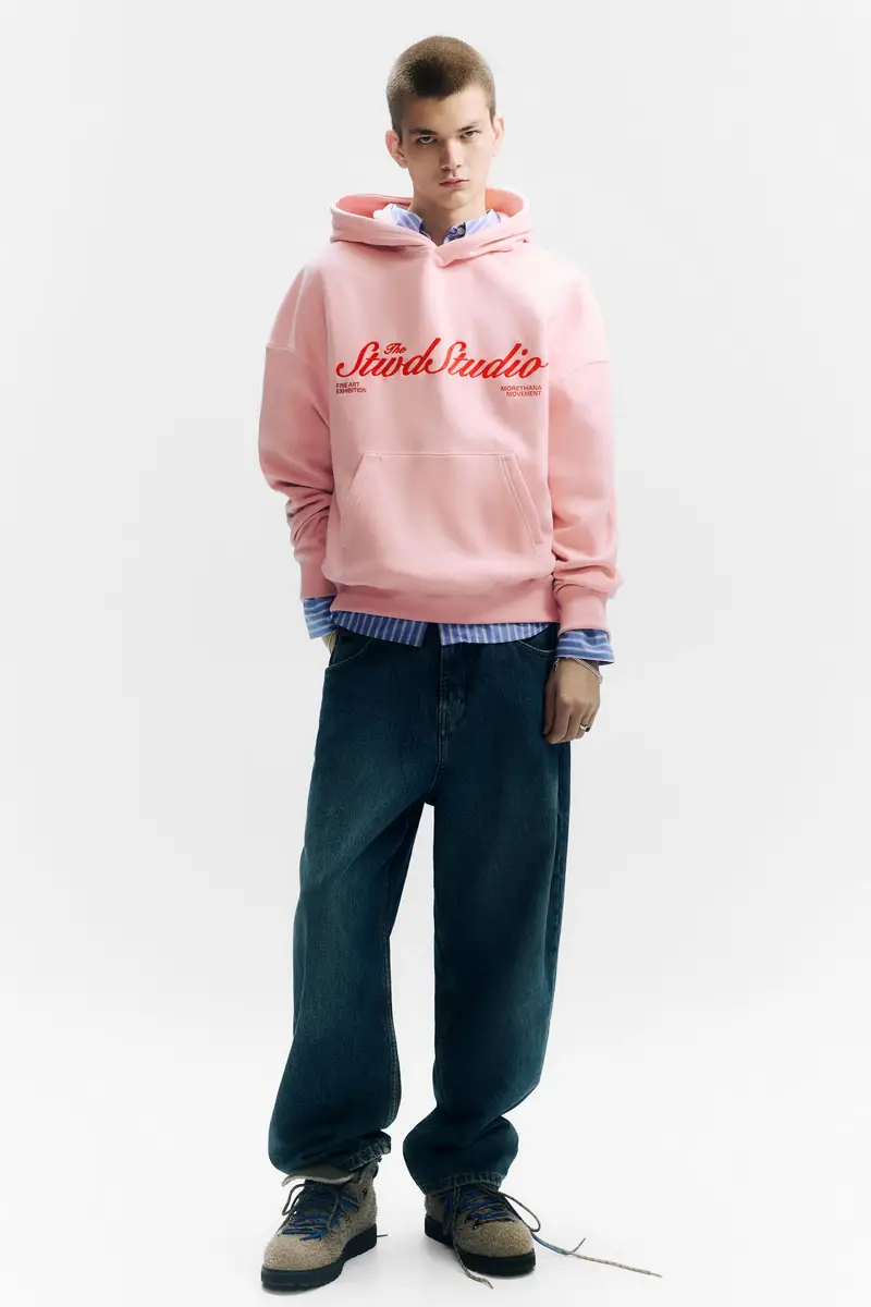 Pull&Bear Felpa Con Cappuccio Stwd Studio Rosa