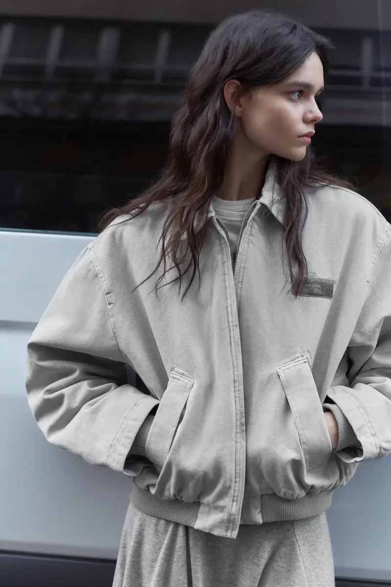 Pull&Bear Giacca Con Toppa Ricamata Grigio medio