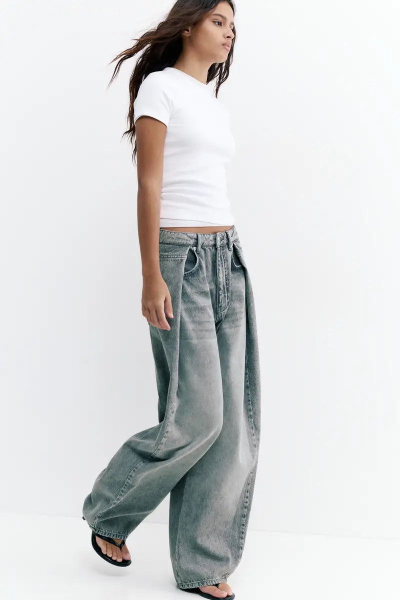 Pull&Bear Jeans Baggy A Palloncino Con Pieghe Grigio