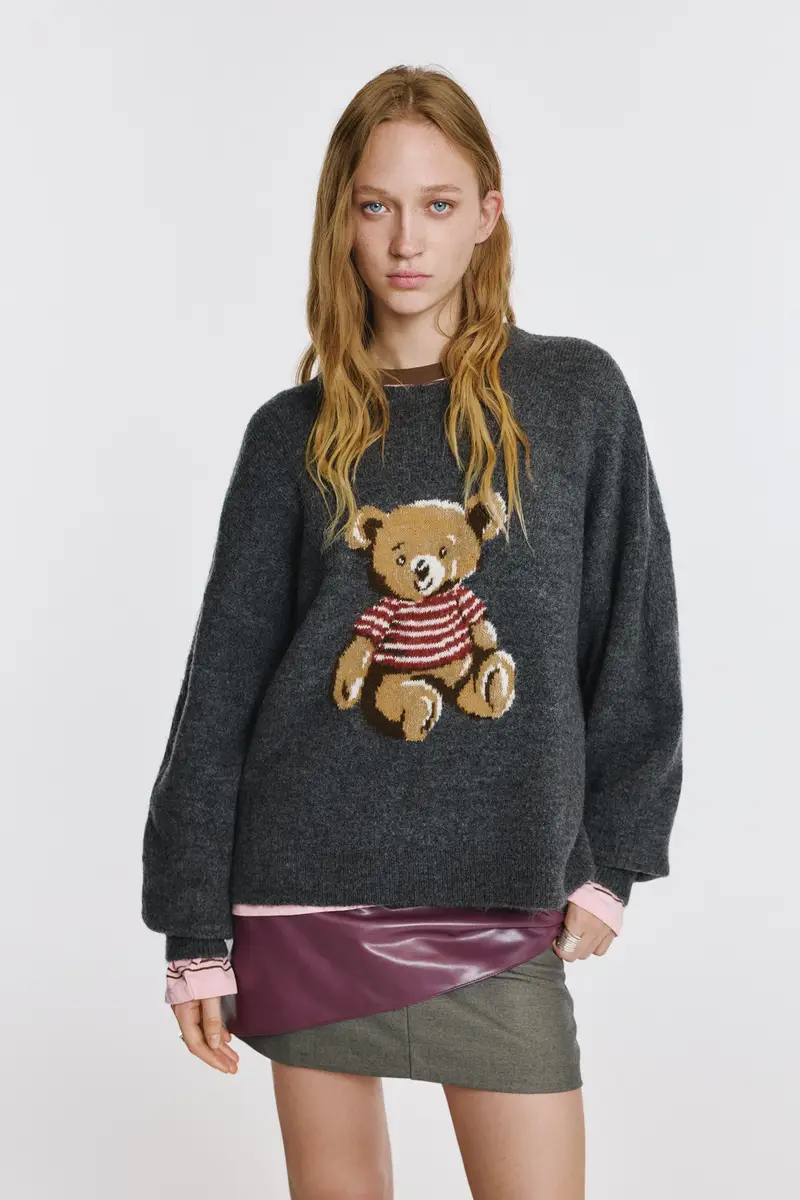 Pull&Bear Maglia Orsetto Grigio antracite