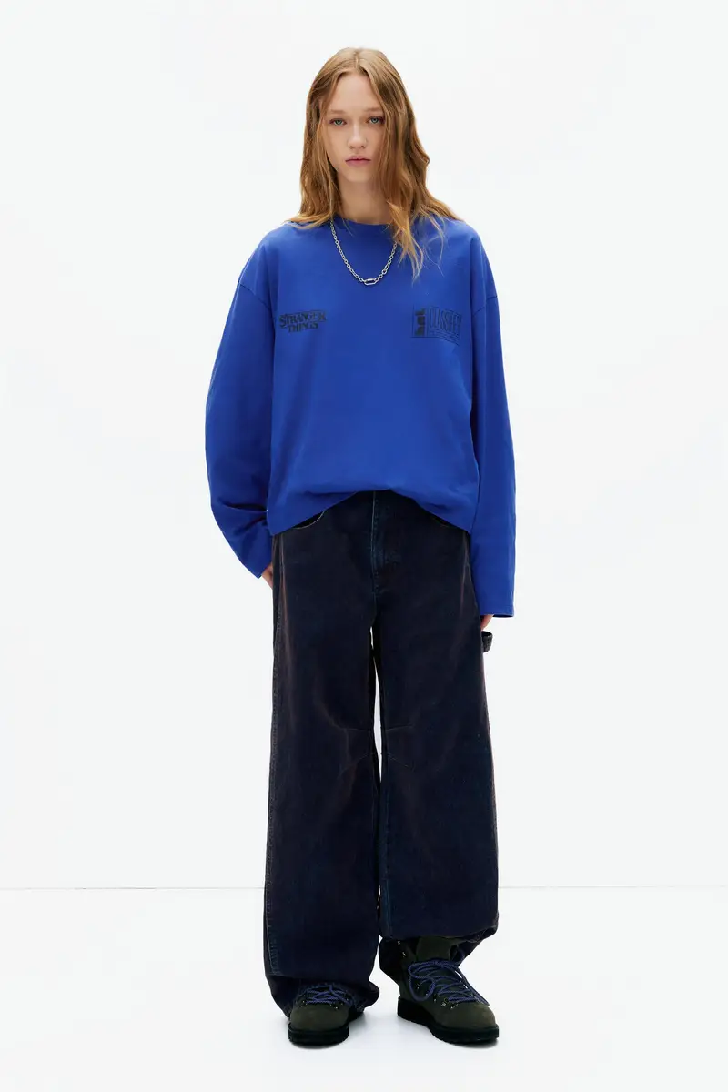 Pull&Bear Maglietta Blu Stranger Things Azzurro lavato