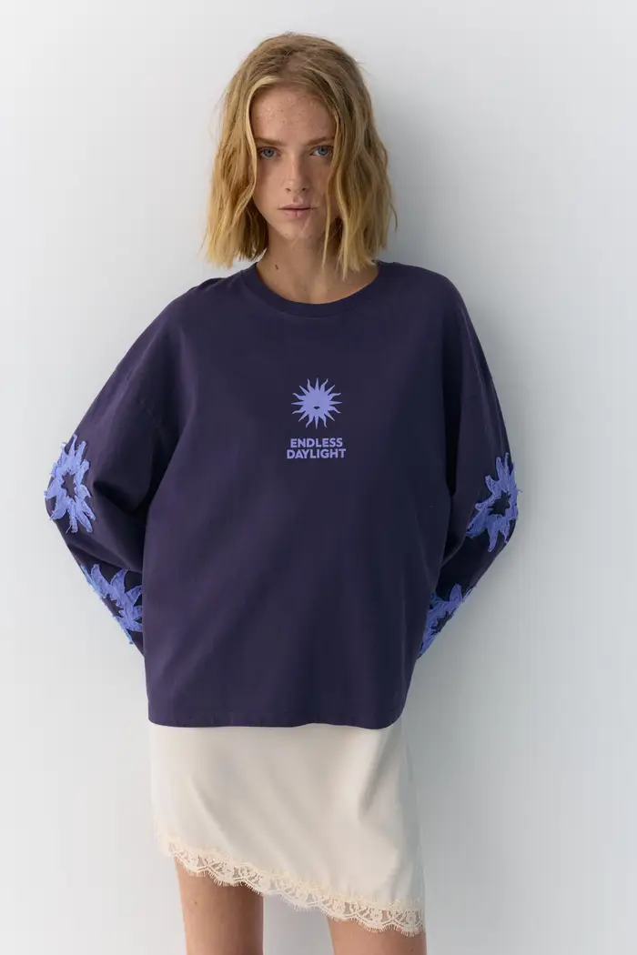 Maglietta Grafica Sole Blu marino oscuro