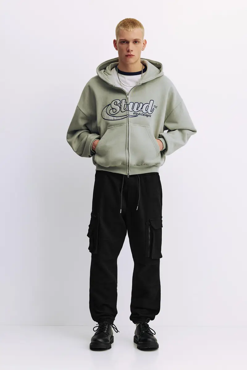 Pull&Bear Pantaloni Jogger Comfort Multi-Tasche Nero