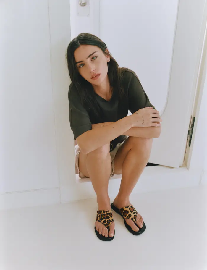 Sandali Bassi In Pelle Leopardo