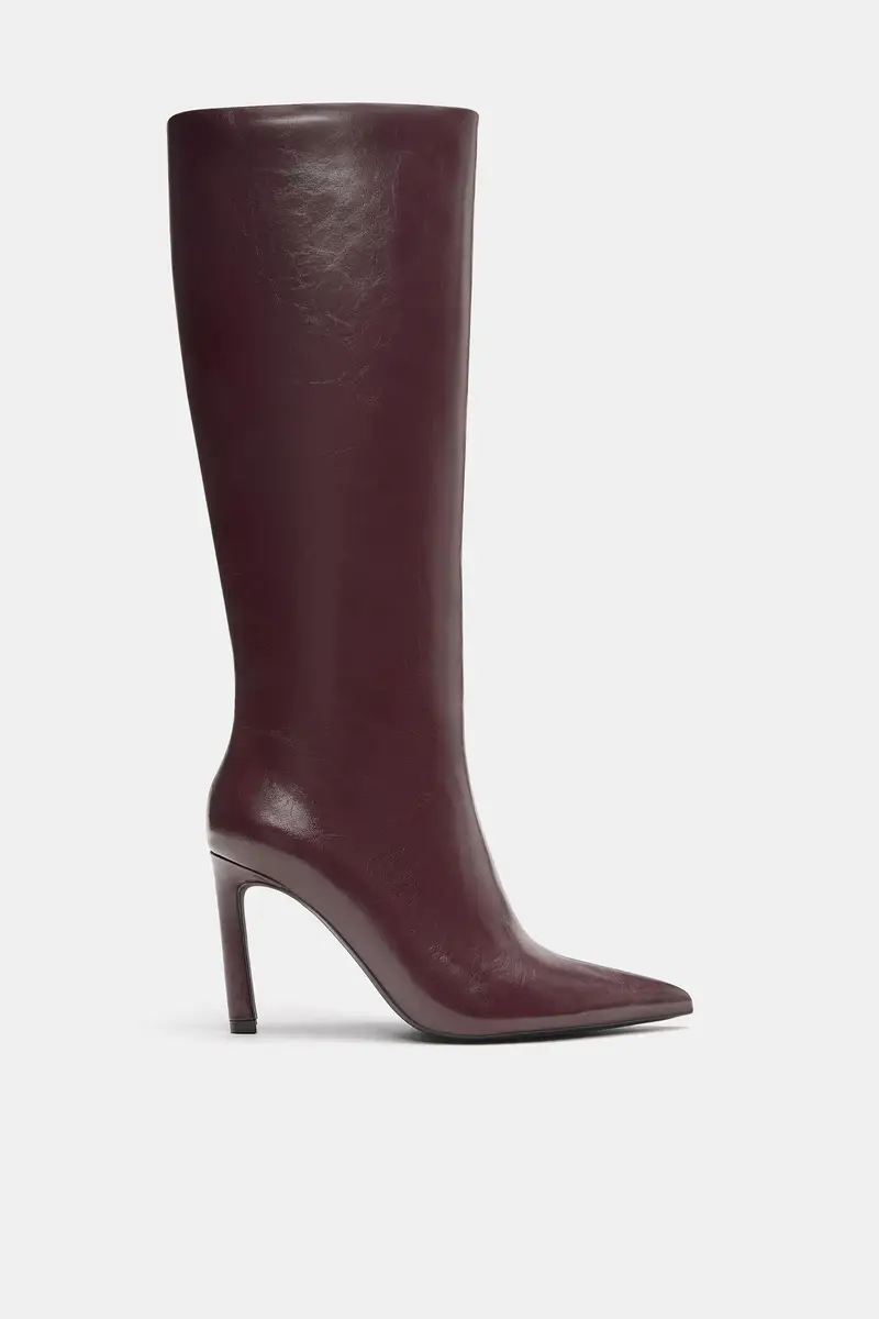 Pull&Bear Stivali Alti Con Tacco Bordeaux