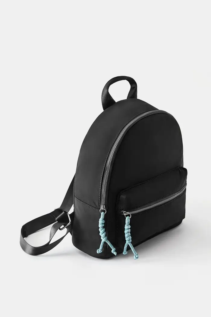Zaino In Nylon Con Charm Nero