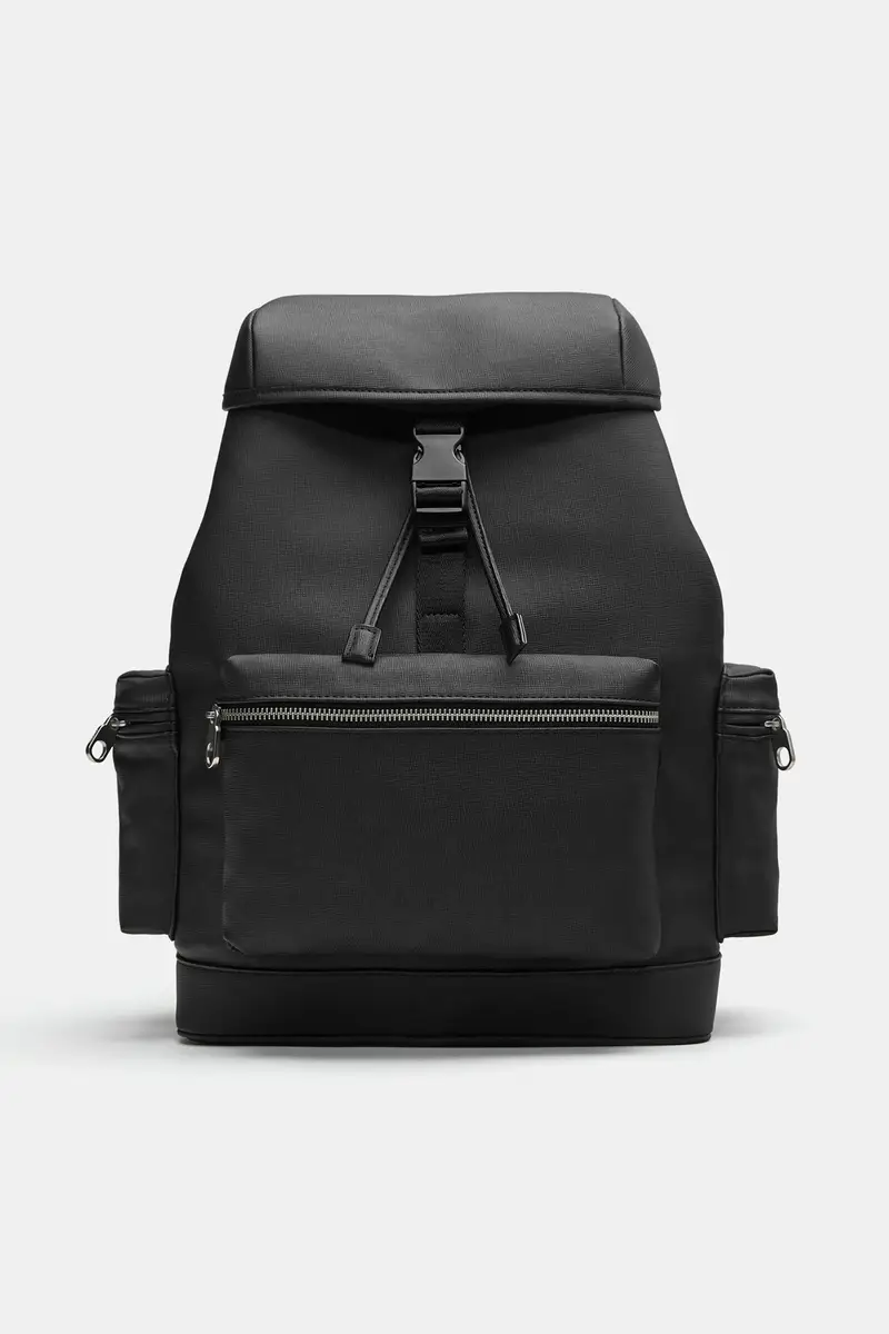 Pull&Bear Zaino Texture Fibbia Nero