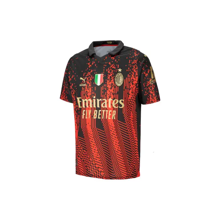 Puma ACM X Koche Maglia da Calcio a Maniche Corte con Logo a Righe Co-Branded Edizione Fan Stagione 22-23 Uomo Top Rosso Fiamma Nero