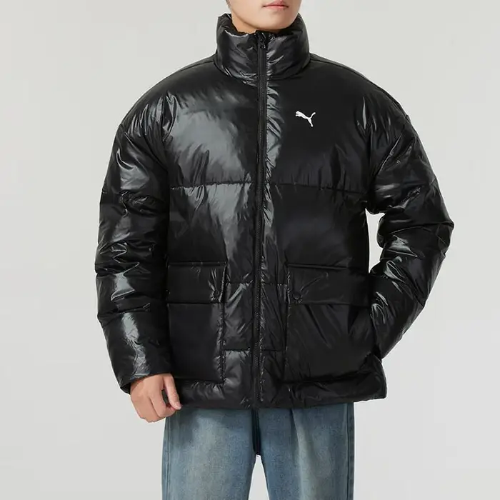 Basic Giacca Imbottita Collo Alto Calda Confortevole Elegante Cappotto di Cotone Imbottito Uomo giacche Nero 687432-01 S