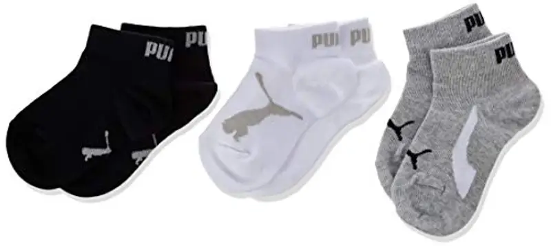 Puma Calzini BWT QUARTER 3P Unisex, Bianco/Grigio/Nero