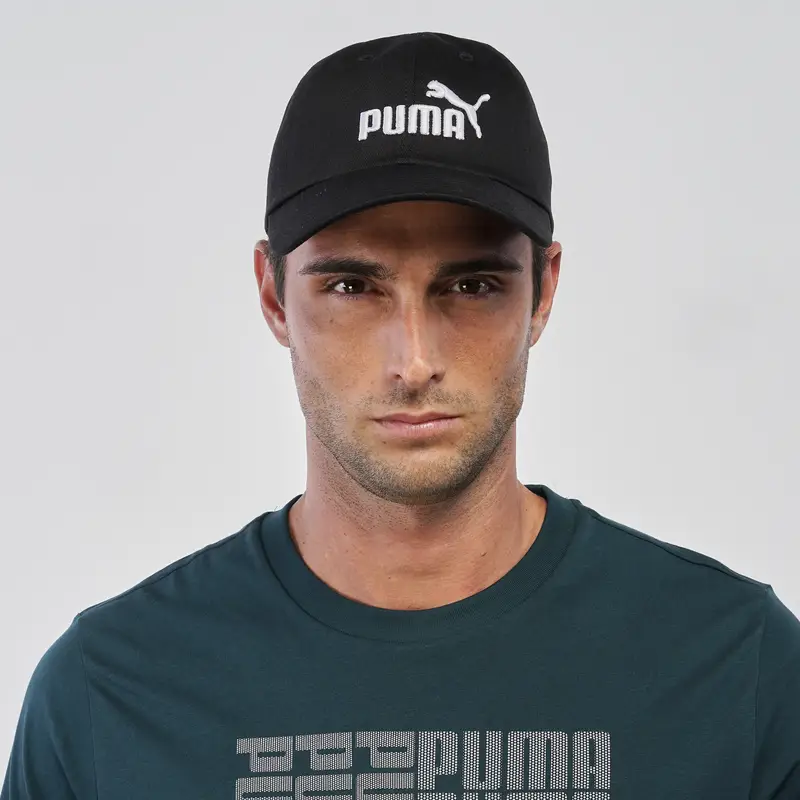 PUMA Cappellino nero sportivo da uomo con visiera e logo ricamato