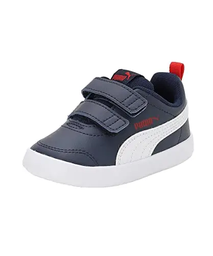 PUMA Courtflex V2 V Inf, Sneaker Unisex-Bimbi 0-24, Peacoat High Risk Red, 26 EU