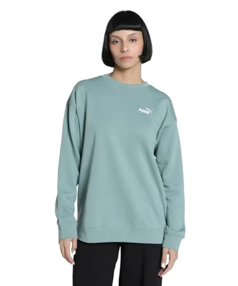 PUMA Ess Small No. 1 Logo Relaxed Crew TR, Felpa con Cappuccio Bambina, Green Moon