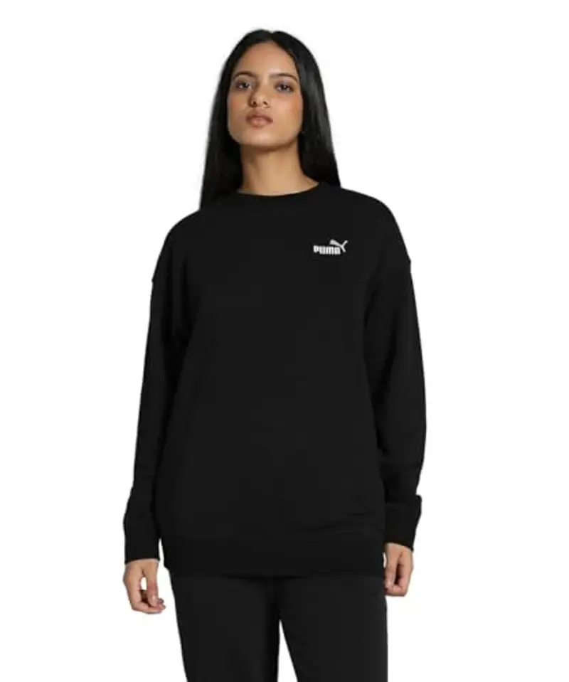 PUMA Ess Small No. 1 Logo Relaxed Crew TR, Felpa con Cappuccio Bambina, Black